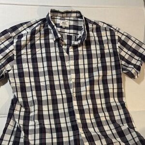 Vintage Blue  and White Plaid Casual Shirt